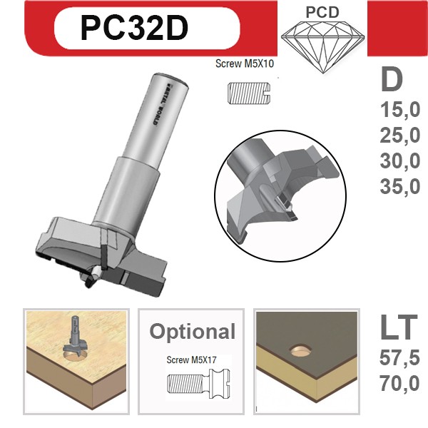 PCD-Beschlagbohrer Z2+2