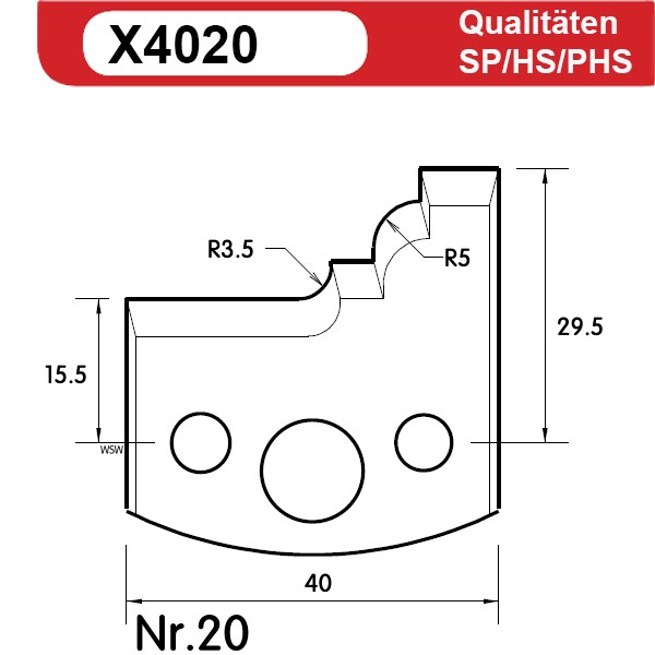 Universal Profilmesserset 20